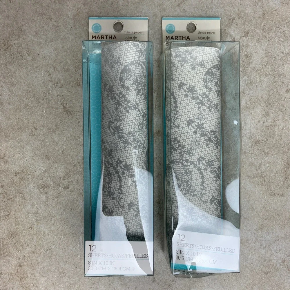 2x Martha Stewart Crafts Food Safe Tissue Paper — 3 Designs 24 Sheets Doily Lace